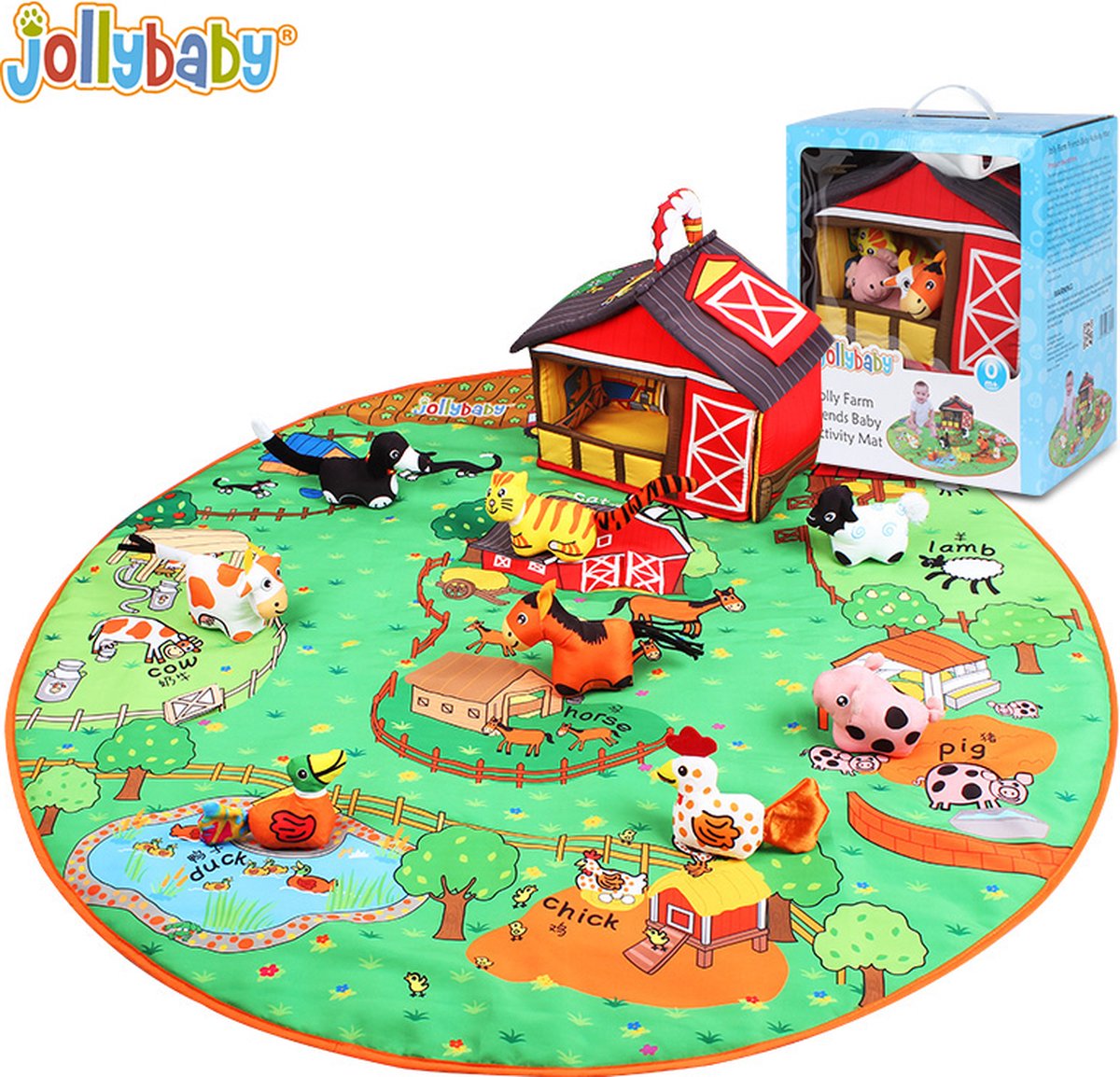 Louas Boerderij baby speelmat met 8 knuffeldieren - baby speelkleed - babygym - baby speelkleed gym - speelkleed met boog