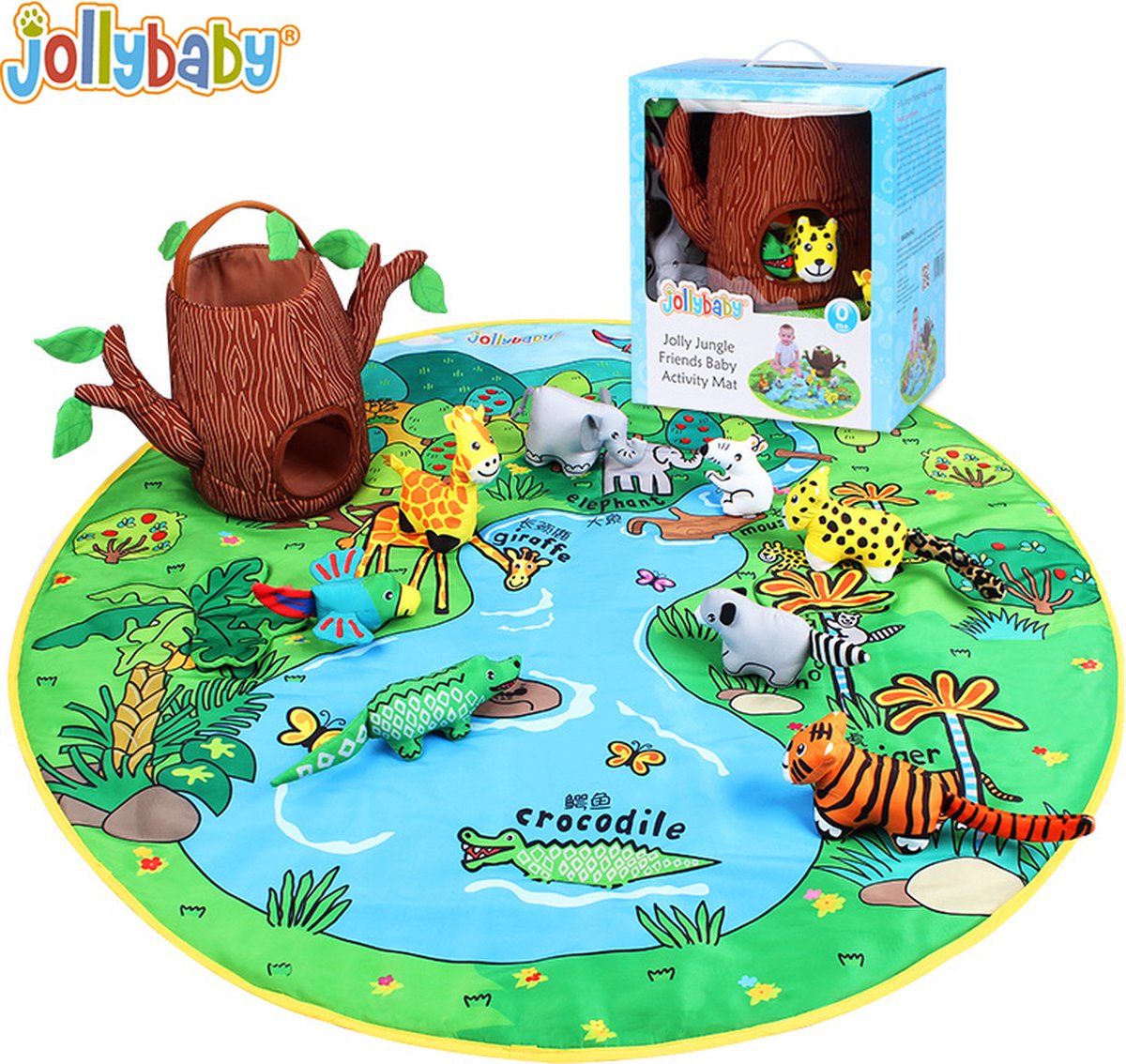 Louas Jungle baby speelmat met 8 knuffeldieren - baby speelkleed - babygym - baby speelkleed gym - speelkleed met boog