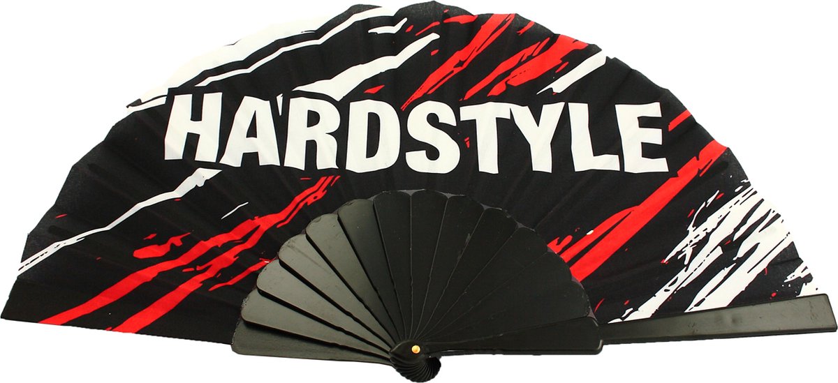 HARDSTYLE - Handwaaier - Festival Waaier - Spaanse Waaier - Zwart - Rood - Hardstyle - Festival