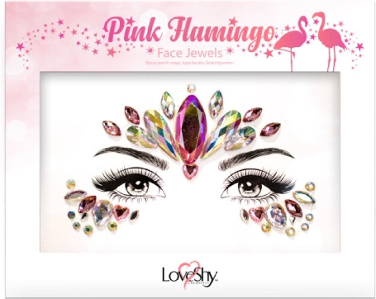 Face Jewels – Plak diamantjes glitters voor gezicht (Pink Flamingo)