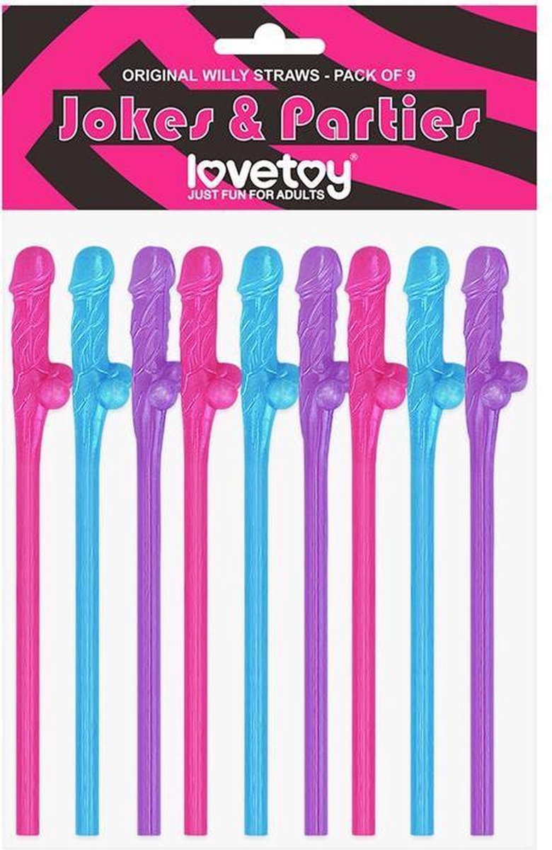 Willy Straws Various Colors Pack of 9