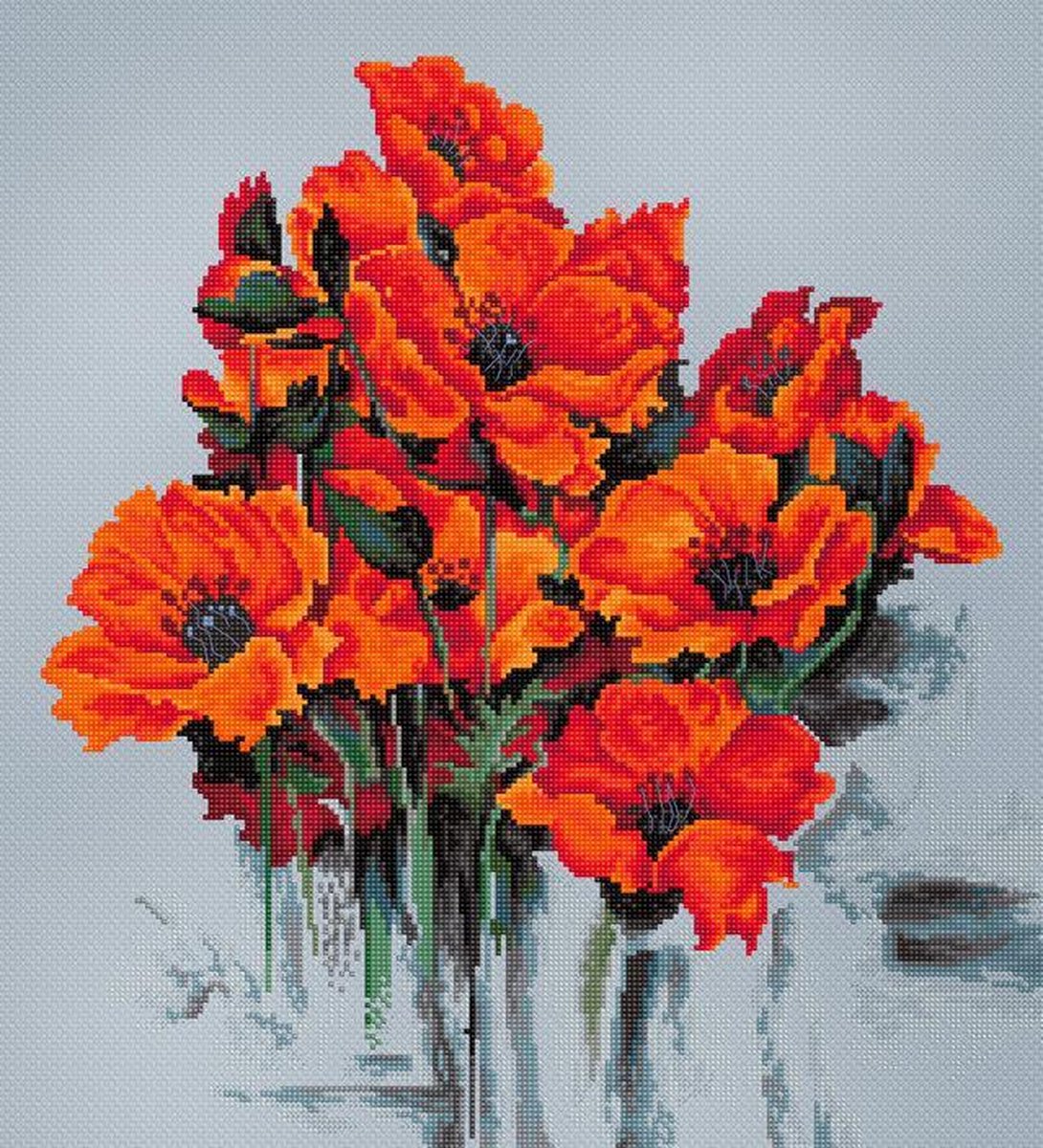 Borduurpakket BOUQUET OF POPPIES - LUCA-S - telpatroon - moeilijkheidsgraad gemiddeld