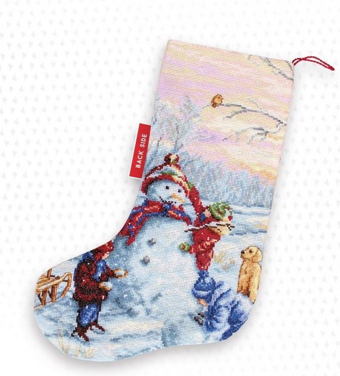 Borduurpakket CHRISTMAS STOCKING SNOWMAN - KERSTSOK SNEEUWMAN -LUCA-S