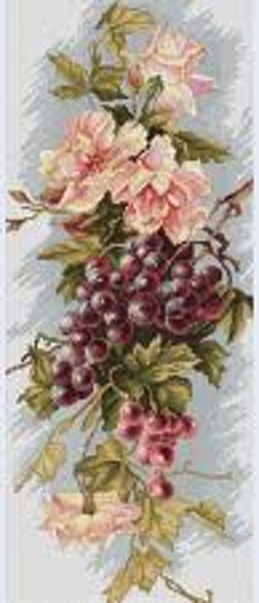 Borduurpakket Composition with Grapes bloemen met druiven om te borduren luca-s b212