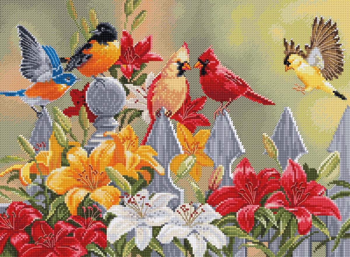 Borduurpakket LUCA-S - Backyard Birds - Vogels in de achtertuin - telpatroon om zelf te borduren - BU5024