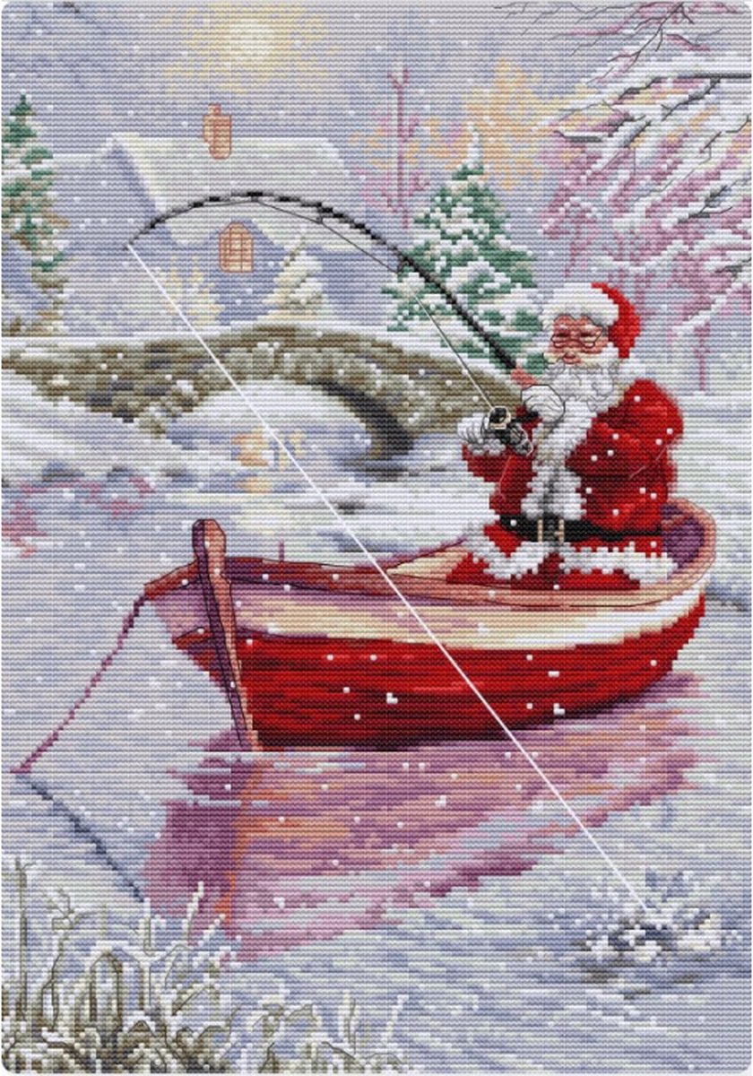 Borduurpakket LUCA_S - Santa Fishing - (bu5014) telpatroon om zelf te borduren