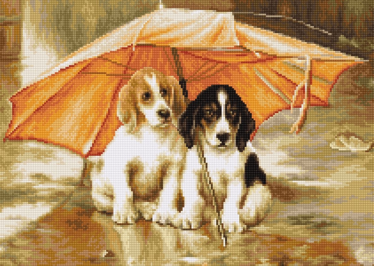 Couple under Umbrella - Borduurpakket - Luca-S - b550