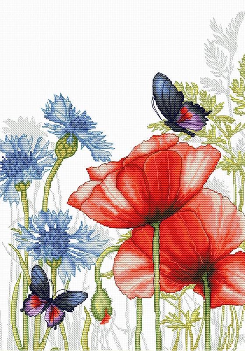 Poppies and Butterflies Aida Luca-S Borduurpakket BU4018