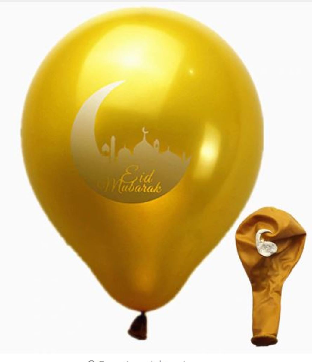 10 stuks Eid Mubarak ballon goud (met maan)