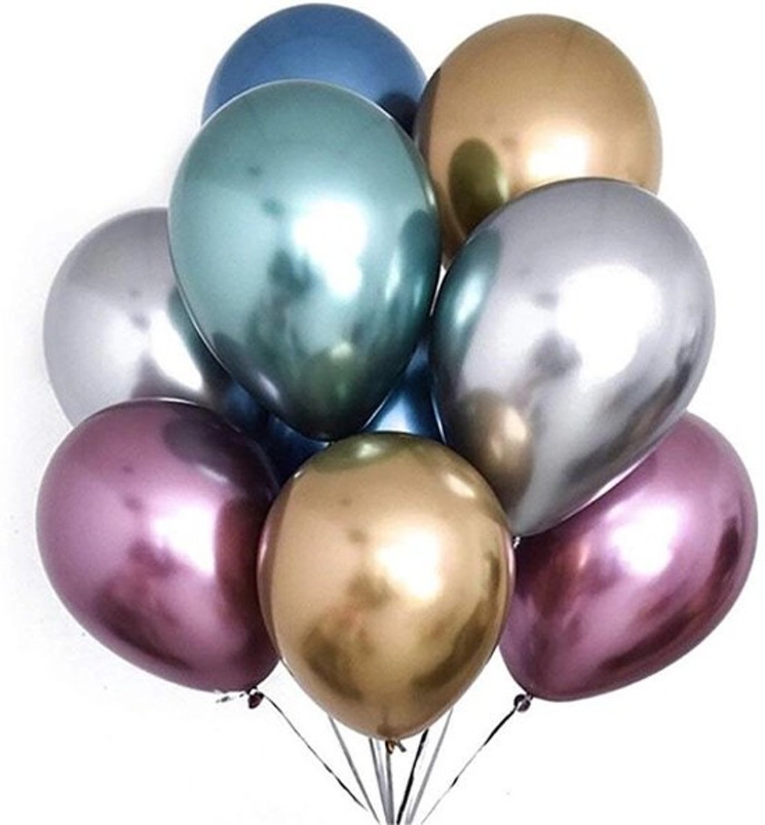 10 stuks gekleurde chrome latex ballon 30 cm