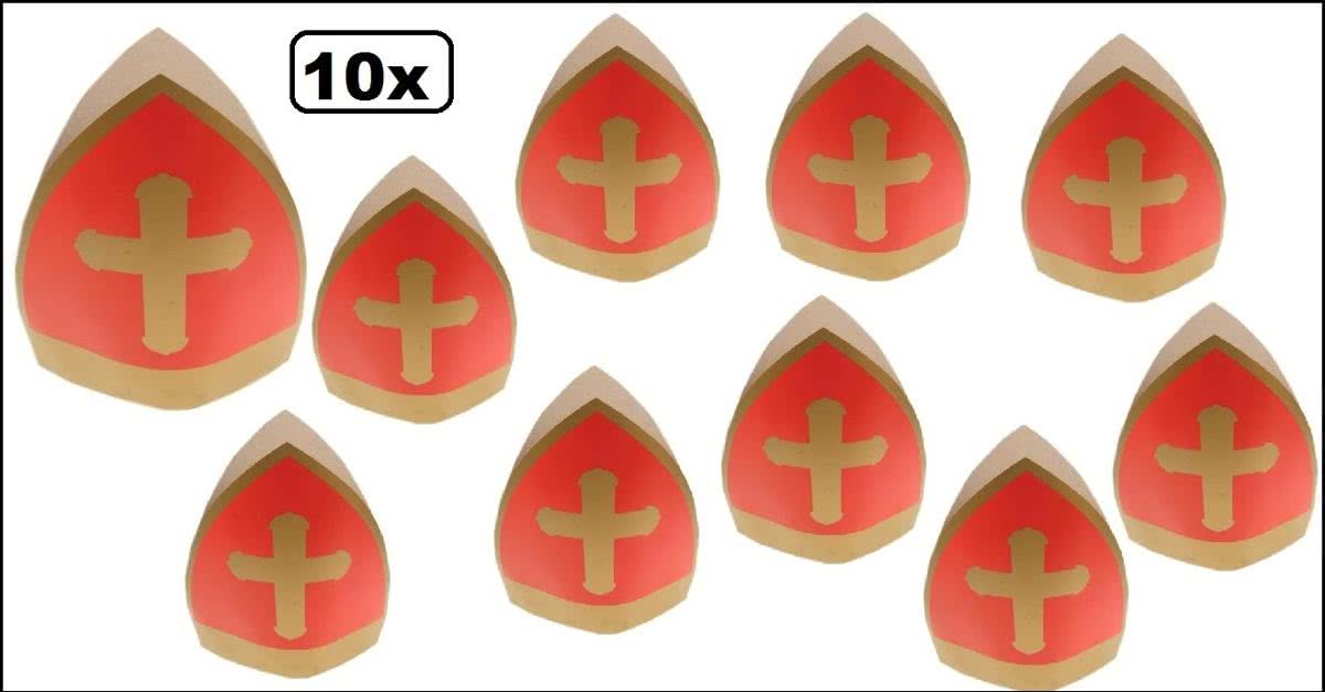 10x Sinterklaas kinder mijter karton