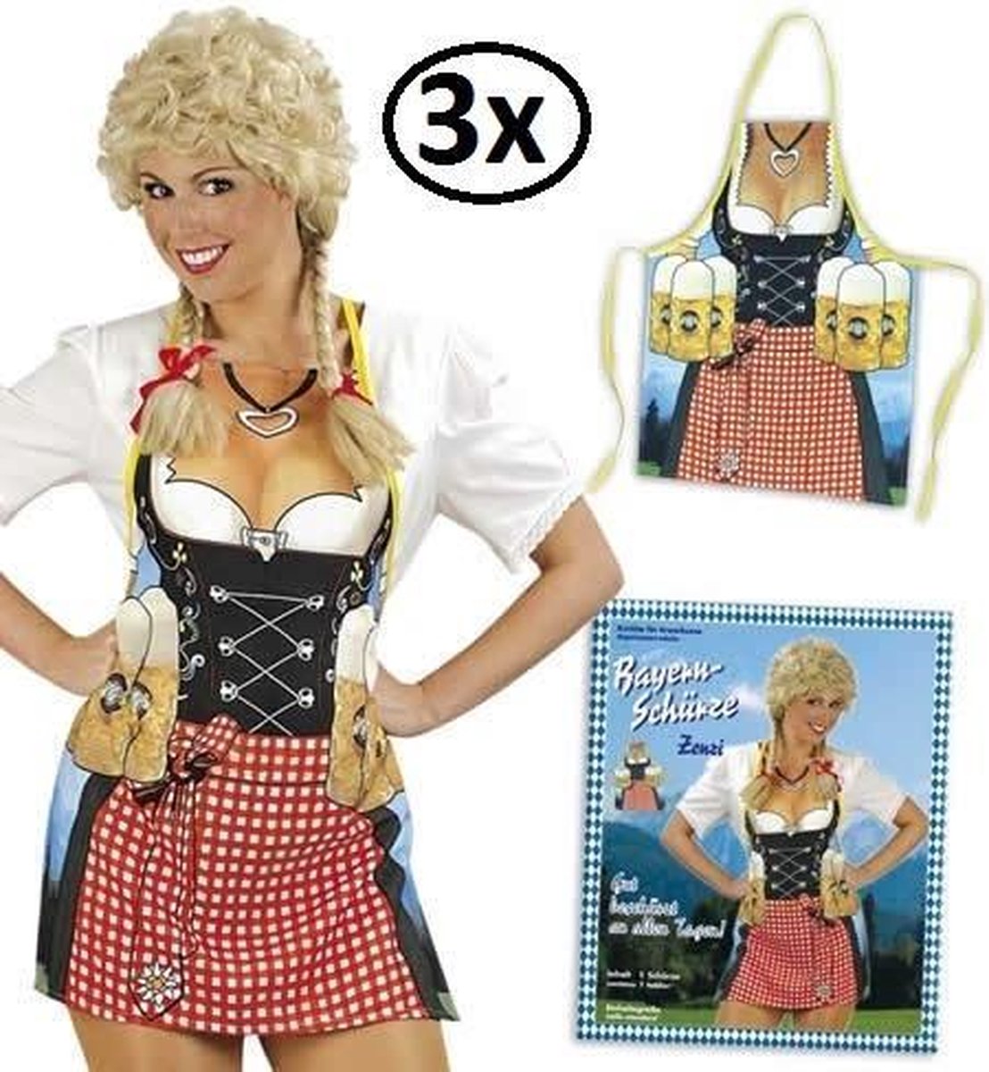 3x Bierschort Bayern vrouw Zenzi