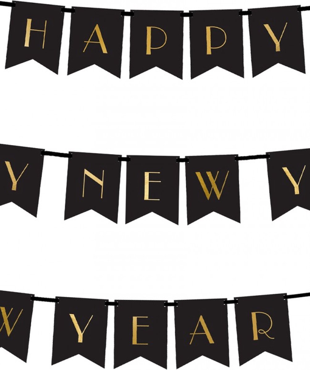 5 x Banner Happy New Year goud