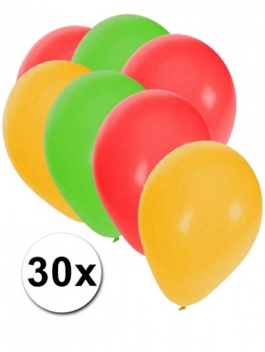 Ballonnen rood/geel/groen 30 stuks