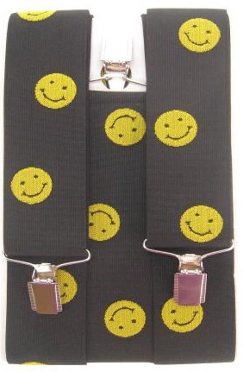 Bretels zwart met gele smiley