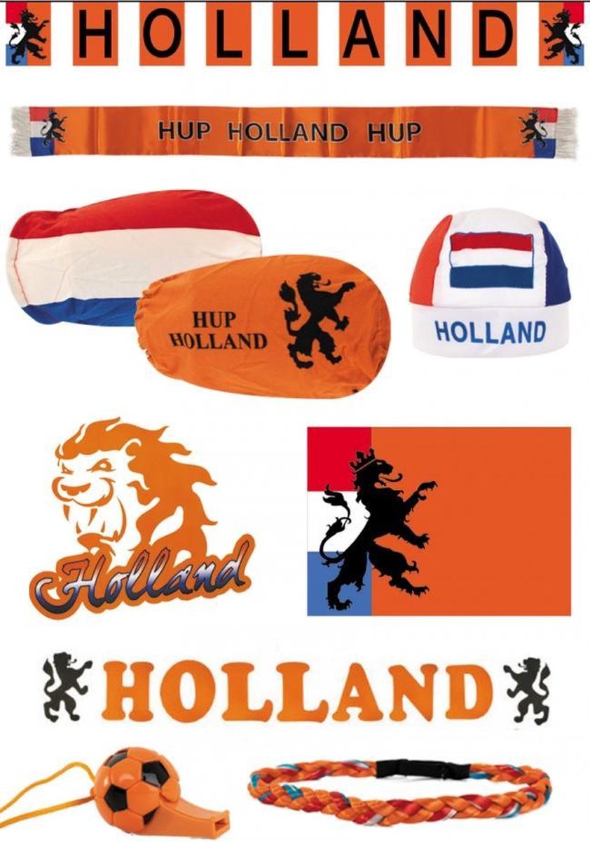 EK/WK versier pakket + Gratis 3 diadeem oranje met zwaaihandjes