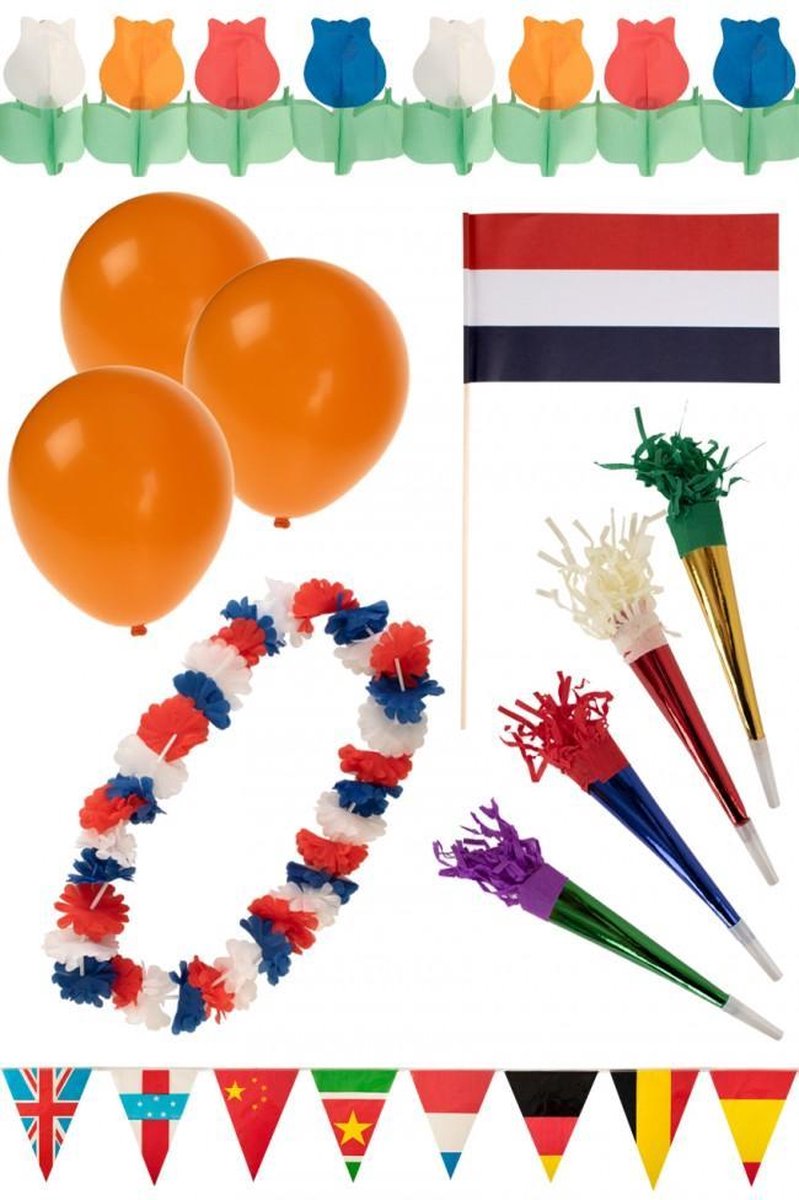 Eurovisie songfestival pakket + 3 gratis oranje diadeem met handjes.