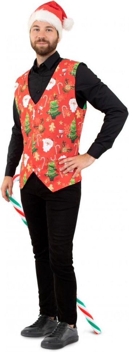 Gilet Kerst Rood Maat Medium