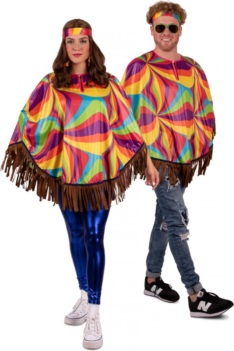 Hippie poncho multi kleuren