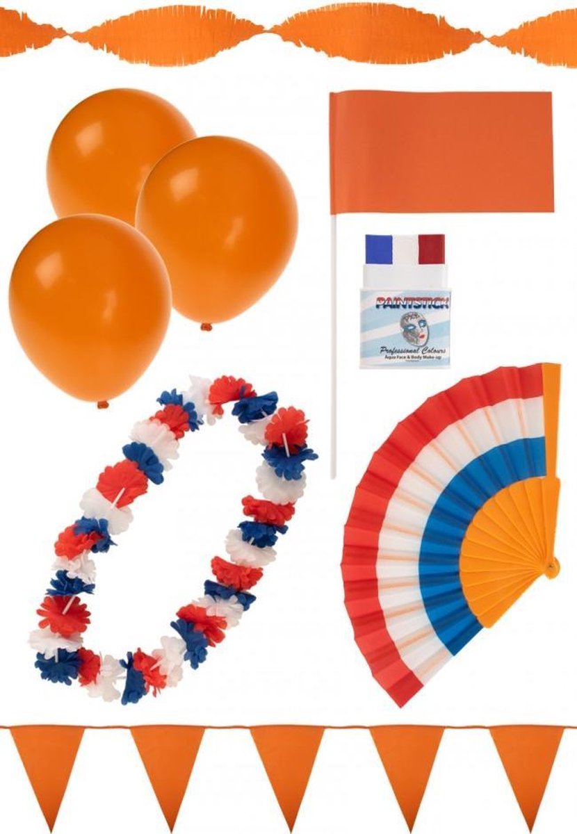 Oranje pakket + Gratis 2 oranje diadeem met handjes