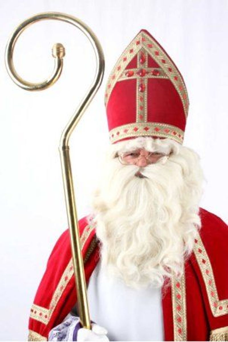 Sinterklaas baard en pruik stel met kinstuk syntetisch