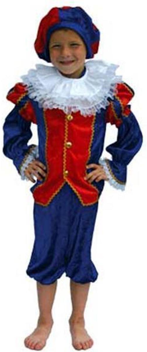 Zwarte Piet Kostuum Blauw/Rood mt 104