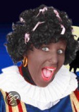 Zwarte piet dames pruik luxe