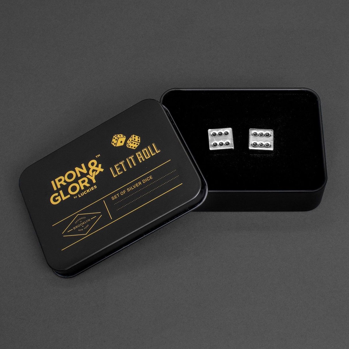 Iron & Glory Dobbelstenen (set van 2) - Zilver