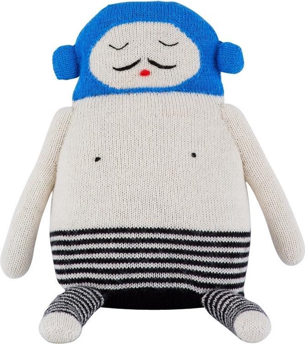 Luckyboysunday Knuffel Pop 34 Cm Alpaca Wol Grijs/wit