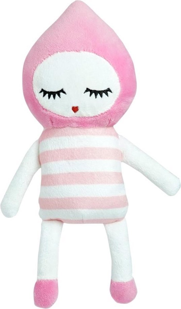 Luckyboysunday Knuffelpop Junior 20 Cm Polyester  Roze/wit