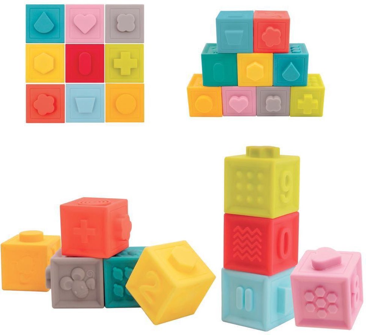 Blokken Set - LUDI Baby - Zachte Babyblokken met Ribbel Textuur