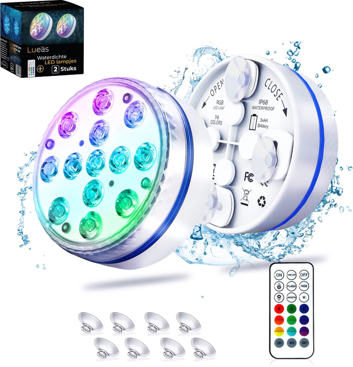   Draadloze LED zwembad verlichting op batterij - RGB - Dimbaar