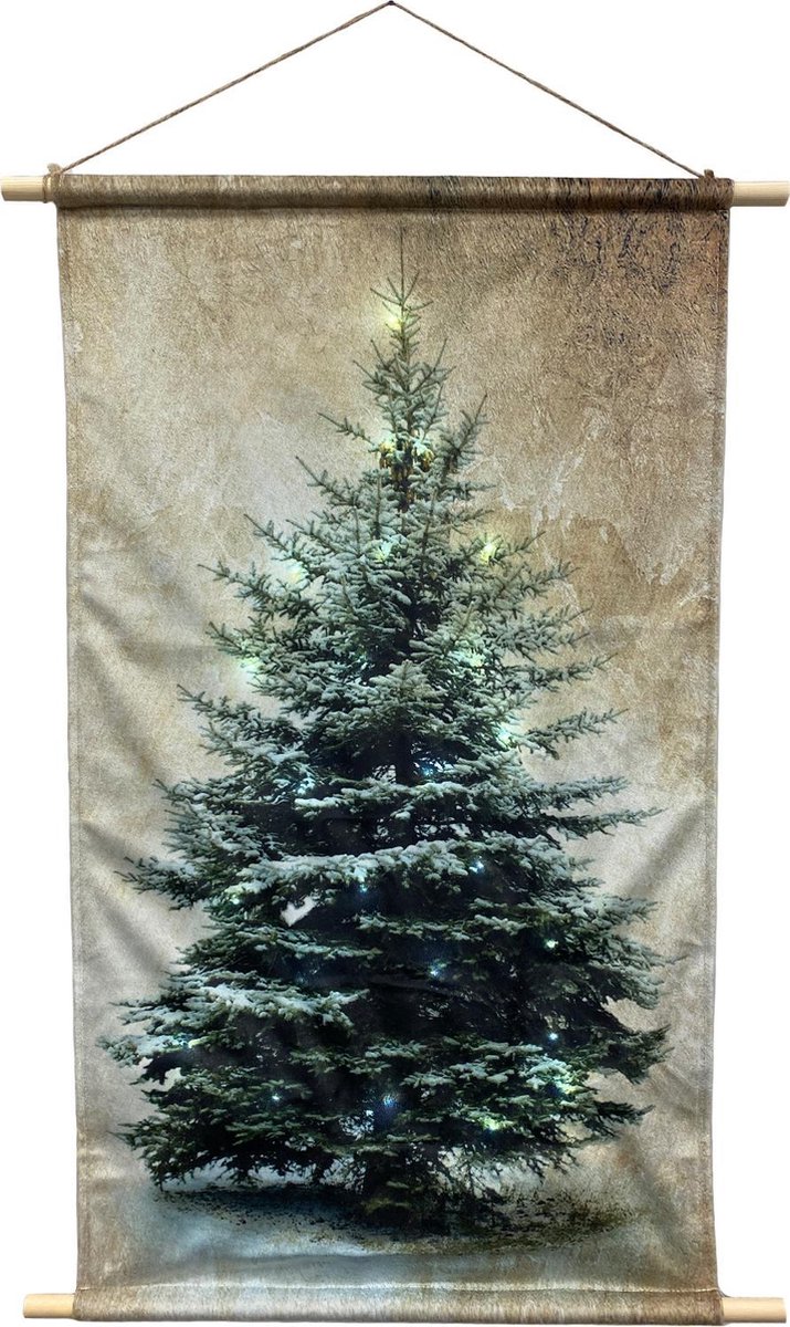 Lumineo Kerstboom Wandkleed met 24 LED Lampjes 55X82 cm