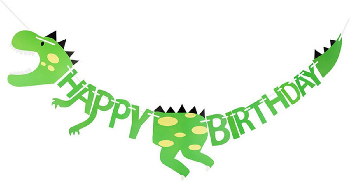 Slinger Dinosaur Happy Birthday Banner - Groen Dinosaurier