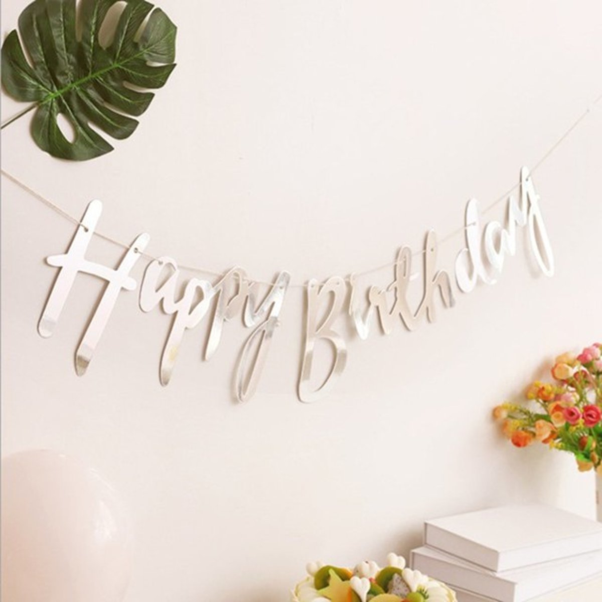 Slinger Happy Birthday Banner - Zilver