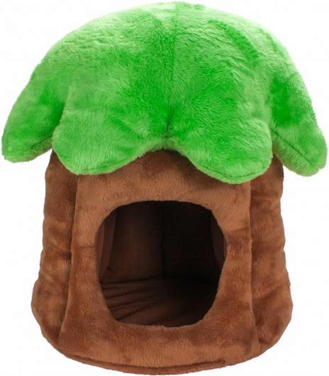 boomhuis zomer/winter pluche 30 cm bruin/groen