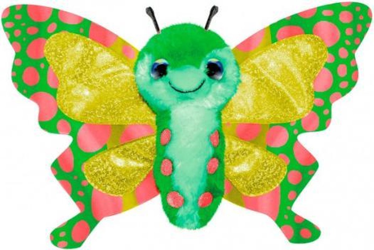 knuffel Butterfly Hope junior 15 cm pluche groen/geel