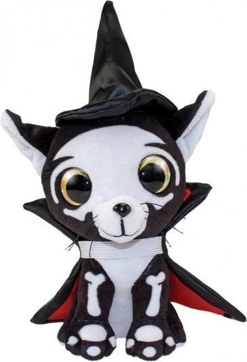 knuffel Lumo Cat Spooky Classic 15 cm zwart/wit