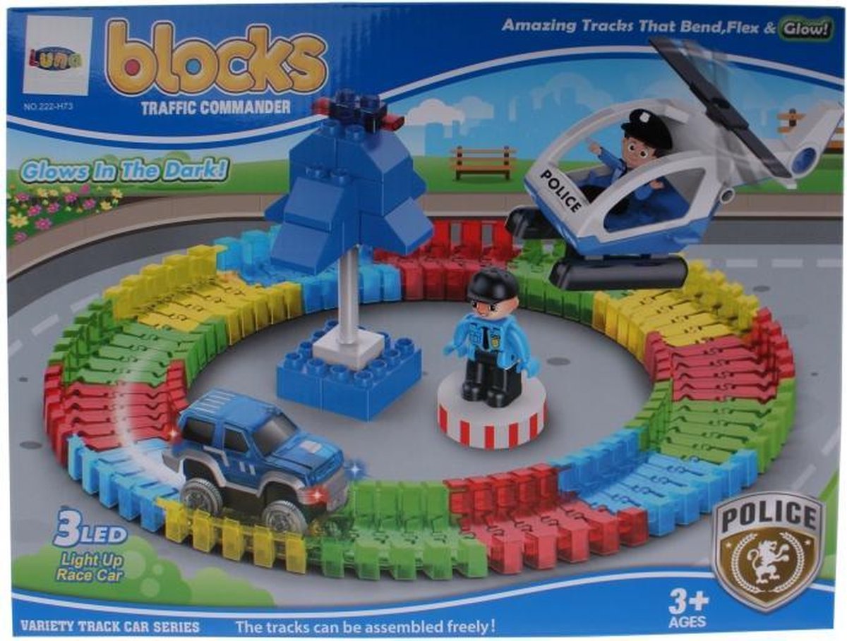 Flexy Blocks Politie bouwset glow in the dark 96-delig