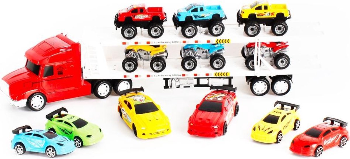 Luna Autotransporter Mega Truck Jongens 1:30 Rood 14-delig