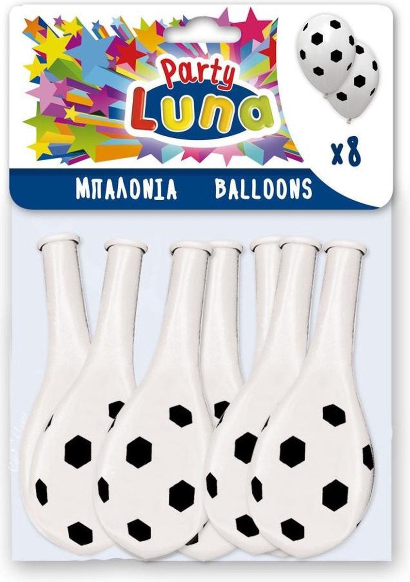 Luna Ballonnen Voetbal 28 X 32 Cm Latex Zwart/wit 8 Stuks