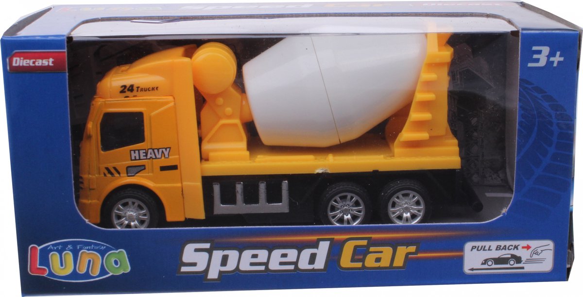 Luna Cementmolen Speed Car Junior 8 Cm Diecast Geel