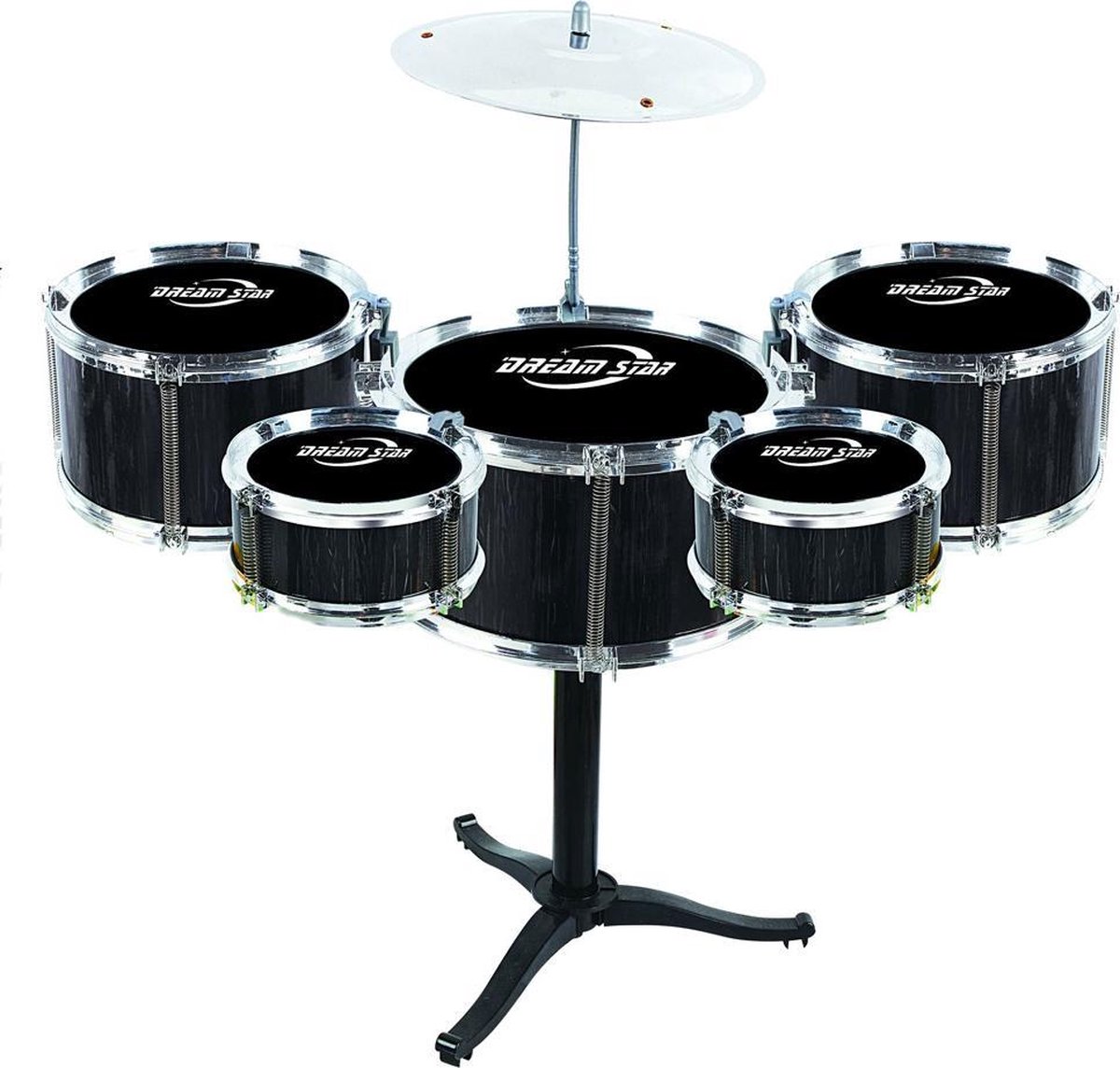 Luna Drumstel Junior47 Cm  Zwart/zilver 7-delig