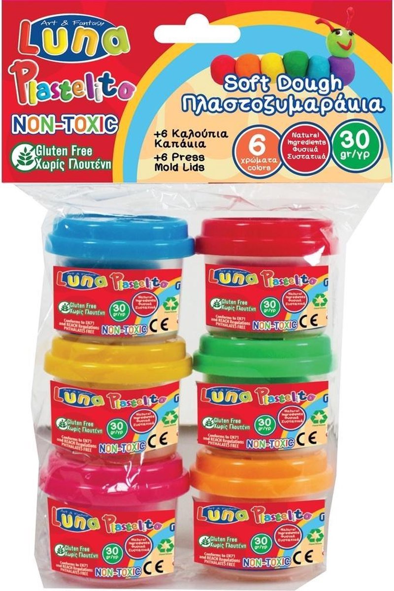 Luna Klei Play Dough Junior 30 Gram 6 Stuks