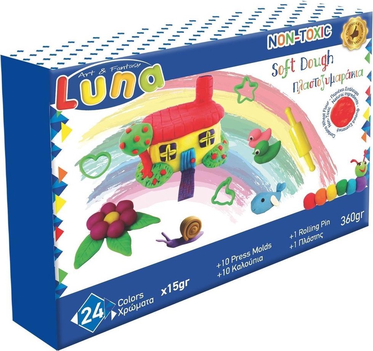 Luna Klei Soft Dough Junior 360 Gram 24 Stuks