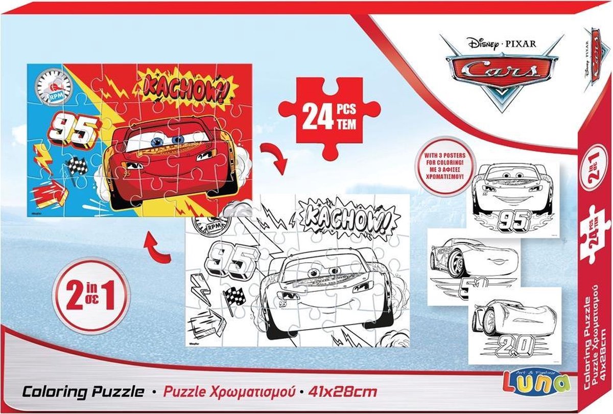 Luna Kleurplaat En Puzzel Cars 41 Cm Karton 24 Stuks