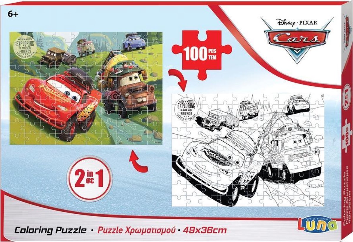 Luna Kleurplaat En Puzzel Cars 49 X 36 Cm Karton 100 Stuks