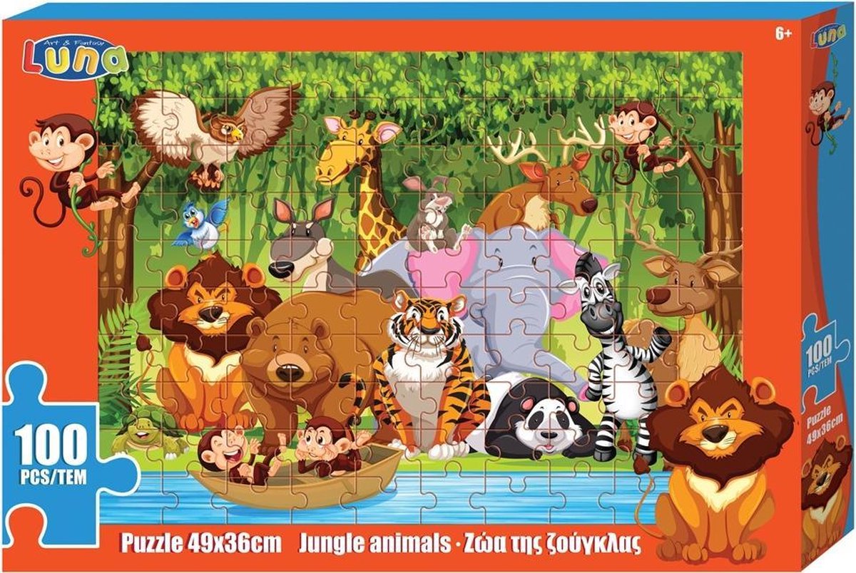 Luna Kleurplaat En Puzzel Jungle 49 Cm Karton 100 Stuks