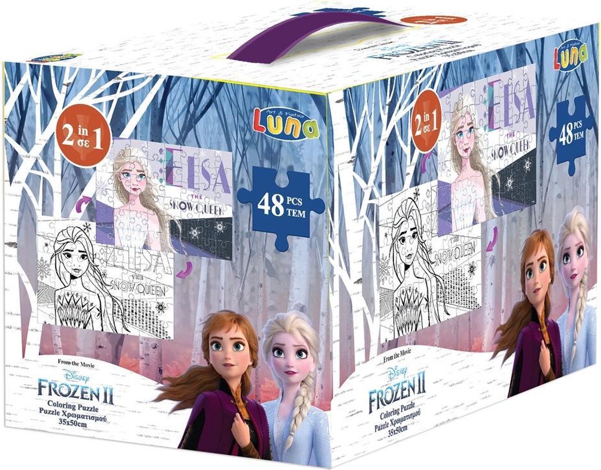 Luna Kleurpuzzel 2-in-1 Frozen Meisjes 50 X 35 Cm 4-delig