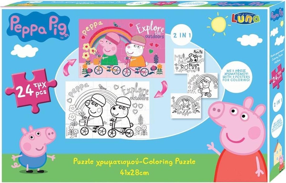 Luna Kleurpuzzel 2-in-1 Peppa Pig Meisjes 41 X 28 Cm 4-delig